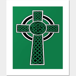 St Patrick's Day Celtic Cross Black and White Posters and Art